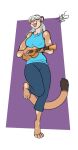 anthro bottomwear brown_body brown_fur clothing cougar eyes_closed fangs felid feline female freckles_(artist) fur hair long_hair lute mammal musical_instrument open_mouth open_smile pants plucked_string_instrument shirt singing smile solo spots spotted_body spotted_fur string_instrument tank_top topwear ukulele white_hair yoga_pants 