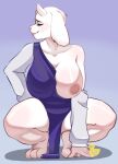  anthro big_breasts big_butt boss_monster bovid breasts butt caprine clothing clothing_aside female feral hi_res mammal presenting presenting_hindquarters saloo showing_paws showingoff sitting solo thick_thighs toriel torn_clothing undertale undertale_(series) video_games wide_hips 