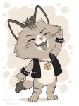  44_cats anthro black_leather boss_(44_cats) claws clothed clothing corgi_(artist) domestic_cat fangs felid feline felis jewelry male mammal necklace partially_clothed punk solo tongue tongue_out topwear vest whiskers wristband 