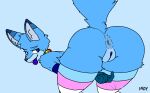  anthro anus big_butt blu_fox_03 blue_body blue_eyes blue_fur butt canid canine collar female fox fur genitals hi_res indynd lgbt_pride mammal nude pride_colors puffy_anus pussy rainbow_flag rainbow_pride_flag rainbow_symbol raised_tail solo solo_focus thick_thighs tongue tongue_out transgender_pride_colors xernia_light 