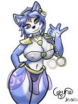  anthro arabian_clothing blue_body blue_fur canid canine ceryne_(artist) clock clothed clothing ear_piercing female fox fur gold_(metal) gold_jewelry hair hi_res hypnosis hypnotizing_viewer jewelry krystal mammal mind_control nintendo nipple_outline piercing pocketwatch solo star_fox translucent translucent_clothing video_games watch 