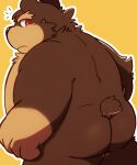  2022 96tning anthro belly big_belly brown_body butt kemono male mammal overweight overweight_male simple_background solo ursid 