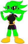  alien alien_humanoid big_breasts breasts clothing dragon_ball dragon_ball_super female green_body green_hair hair hi_res humanoid majin majin_glue-la_(mike437) mike437 solo 