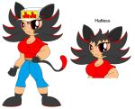  big_breasts black_hair black_hands black_paws breasts clothing domestic_cat felid feline felis female furry-ville hair hat headgear headwear humanoid jatara_blitza_(mike437) mammal mike437 red_clothing red_shirt red_topwear shirt solo topwear white_clothing white_hat white_headwear 