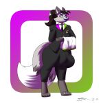  absurd_res anthro bulge butler canid canine dirtymac fox girly hi_res hyper male mammal 