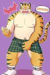  2022 absurd_res anthro belly blush clothing felid halloween hi_res holidays humanoid_hands kemono male mammal moobs navel nipples overweight overweight_male pantherine solo tiger tmnt_omawari3 underwear 