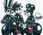  &lt;3 2022 anthro big_butt bow_tie bulge butt clothing disney fan_character glistening glistening_body glistening_skin group hand_on_butt hi_res huge_butt lagomorph leporid male male/male mammal mickey_mouse mouse murid murine oswald_the_lucky_rabbit parasitedeath rabbit rodent tagme thicc_cartoon_boy_(parasitedeath) thick_thighs thong toony traditional_media_(artwork) trio underwear 