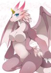  anthro blush breasts claws dragon dragonryuusuki featureless_hands female hi_res horn looking_at_viewer nude smile solo wings 