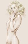  bad_id bad_pixiv_id blonde_hair breasts fingernails green_eyes ikeda_masateru lips medium_breasts metal_gear_(series) metal_gear_solid_peace_walker navel nude out-of-frame_censoring paz_ortega_andrade pink_background short_hair simple_background solo 