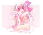  bad_id bad_pixiv_id bow bow_panties bra breasts ex-keine horns kamishirasawa_keine lingerie long_hair medium_breasts nipples panties red_eyes solo tears touhou underwear underwear_only usoneko 