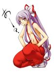  bow flat_chest fujiwara_no_mokou hair_bow long_hair naked_suspenders navel pants ponytail purple_hair red_eyes revealing_clothes solo suspenders topless touhou uzura_no_tamago very_long_hair 