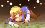  :&lt; arm_warmers blonde_hair breasts downblouse green_eyes large_breasts mizuhashi_parsee niji_sugi pointy_ears short_hair solo touhou 