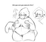  alphys anthro big_breasts black_and_white blush bodily_fluids breasts buckteeth deltarune digital_drawing_(artwork) digital_media_(artwork) duo english_text eyewear female glasses hi_res human humanoid interspecies kris_(deltarune) lizard male male/female mammal monochrome nipples nude reptile scalie simple_background sketch smile sylverow0 teeth text thick_thighs undertale undertale_(series) video_games 