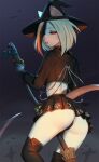  anthro butt cemetery clothing female fur halloween hat headgear headwear hi_res holidays mammal murid murine rat red_eyes rodent solo targso white_body white_fur witch_costume witch_hat 