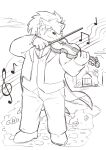  absurd_res anthro bowed_string_instrument canid canine canis clothing domestic_dog eyebrows hair hi_res junxiong_0814 lifewonders male mammal musical_instrument musical_note playing_music ponytail scar shino_(housamo) sketch solo string_instrument suit thick_eyebrows tokyo_afterschool_summoners video_games violin 