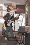  anthro bed canid canine electric_guitar eyes_closed fox furniture guitar headphones hi_res male mammal musical_instrument nekeithfox playing_guitar playing_music plucked_string_instrument solo string_instrument 