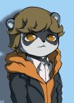  animal_humanoid atlus brown_eyes brown_hair clothed clothing coat fur grey_body grey_fur hair humanoid ken_amada male mammal mammal_humanoid megami_tensei megami_tensei_persona noron orange_clothing portrait procyonid procyonid_humanoid raccoon raccoon_humanoid shirt solo topwear video_games white_clothing white_shirt white_topwear 