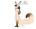  &lt;3 4_toes anthro big_tail black_hair breasts calf_tuft canid canine clothed clothing dialogue digitigrade dipstick_ears dipstick_tail feet female fennec fluffy fluffy_tail fox genitals gloves_(marking) hair hands_behind_back heterochromia hi_res hip_tuft inner_ear_fluff kinipshun leg_markings legs_closed long_hair long_tail mammal markings multicolored_ears neck_tuft nipples nude paws pussy shoulder_tuft simple_background sketch smile socks_(marking) solo speech_bubble standing tail_markings talking_to_viewer tan_body toes topless topless_anthro topless_female tuft white_background 