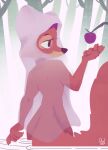  2022 5_fingers anthro apple branch canid canine clothing daud_dalmata digital_media_(artwork) disney female fingers food fox fruit fur hi_res maid_marian mammal mostly_nude nails plant red_body red_fur robin_hood_(disney) signature snout solo standing tree water 