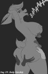  anthro arms_above_head auri_(thehuskylord) big_breasts bleating body_worship bovid breasts butt caprine disembodied_hand goat hand_on_breast hand_on_butt hands_on_hips hi_res horn human kinktober kinktober2022 mammal monochrome simple_background thehuskylord 
