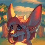 1:1 2022 anthro big_ears blep blue_eyes blue_sky blurred_background bust_portrait canid canine cheek_tuft closed_smile cloud dated ear_piercing eyelashes facial_tuft female fennec fox fur gauged_ear glistening glistening_eyes hair hi_res horn looking_at_viewer mammal mouth_closed multicolored_hair mylafox neck_tuft orange_body orange_fur orange_hair outside piercing pink_tongue plant portrait shoulder_tuft signature sky solo text tongue tongue_out tree tuft two_tone_hair url white_body white_fur white_hair white_horn 