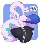  absurd_res aimbot-jones antennae_(anatomy) anthro belly big_breasts big_butt bodily_fluids bottomwear breasts butt clothing eyeshadow female generation_6_pokemon goodra hand_on_hip hi_res huge_breasts huge_butt makeup nintendo overweight overweight_anthro pants pokemon pokemon_(species) side_view solo sweat sweatdrop tight_clothing video_games wasabi_(aimbot-jones) yoga_pants 