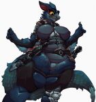  absurd_res anthro armor beak big_breasts breasts capcom claws clothed clothing dragon featureless_breasts featureless_crotch female fingers flying_wyvern fur hi_res monster_hunter nargacuga nude ponpuramu scalie solo standing thick_thighs video_games wings wyvern yellow_sclera 