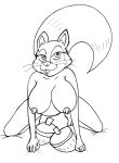  acorn all_fours andie anthro biped breasts female food fruit looking_at_viewer mammal monochrome nipples nude nut_(fruit) plant reddragonkan rodent sciurid solo the_nut_job traditional_media_(artwork) 