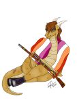  absurd_res alpha_channel anthro dragonborn_(dnd) drahl_arush dungeons_and_dragons female gun hasbro hi_res lgbt_pride musket pride_colors ranged_weapon sabotage.ca scar simple_background solo steel_tipped_boots telescope transparent_background weapon wizards_of_the_coast 