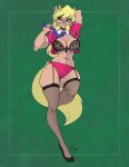  2022 anthro bite biting_lip biting_own_lip blonde_hair blush bra callie_briggs clothed clothing domestic_cat felid feline felis female garter_straps hair hanna-barbera hi_res legwear mammal navel necktie negligee open_clothing open_shirt open_topwear panties self_bite shirt solo swat_kats thigh_highs topwear underwear yawg 