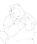  2022 anthro apron belly canid canine canis clothing domestic_dog ginsingoo1 humanoid_hands kemono male mammal overweight overweight_male shirt simple_background solo topwear 