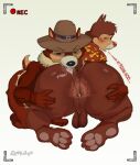  anthro anus backsack balls big_anus big_butt bodily_fluids bottomless buckteeth butt chip_&#039;n_dale_rescue_rangers chip_(disney) chipmunk clothed clothing dale_(disney) disney duo erokaiga feet genitals ground_squirrel hat headgear headwear hi_res jacket looking_back looking_pleasured male male/male mammal pawpads rear_view recording red_nose rodent saliva saliva_string sciurid shirt simple_background teeth tongue tongue_out topwear translucent translucent_clothing white_background 