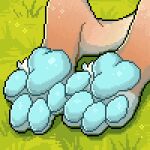  1:1 ambiguous_gender animated anthro barefoot biped blue_pawpads chloe-dog digital_media_(artwork) feet foot_focus grass hindpaw icon low_res mammal paw_shot pawpads paws pixel_(artwork) plant selene_(chloe-dog) shaded solo 
