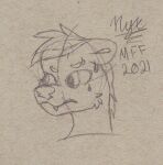  anthro bodily_fluids bryce_daeless lutrine male mammal mustelid nyx_(artist) portrait solo sweat teeth 