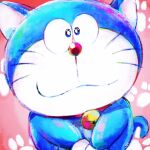  1:1 2022 anthro bell blue_body blue_fur collar domestic_cat doraemon doraemon_(character) felid feline felis footprint fur hands_together looking_at_viewer machine male mammal mouth_closed mt_tg pawprint red_collar red_nose robot shaded solo standing whiskers white_body white_fur 