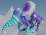  &lt;3 &lt;3_eyes 3d_(artwork) absurd_res anthro arm_warmers armwear ass_up butt canid canine clothing crossed_arms digital_media_(artwork) female fur hair hi_res jack-o&#039;_pose legwear madoka_starpunch mammal panties pose presenting presenting_hindquarters purple_body purple_eyes purple_fur purple_hair solo spread_legs spreading teasing thigh_highs tongue tongue_out underwear 