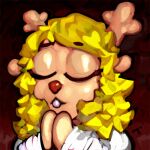  anthro antlers blonde_hair capreoline cervid chibi clothing cycadaacolyte deltarune eyes_closed female hair hands_together horn mammal noelle_holiday praying reindeer robe solo undertale_(series) video_games 