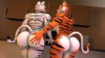  anthro big_butt breasts bubble_butt butt butt_grab duo felid female hand_on_butt hi_res huge_butt inside kyleroo looking_at_another mammal muscular muscular_female nails nude pantherine petruz_(copyright) raised_tail rear_view side_boob smile teeth thick_thighs tiger wide_hips 