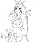  &lt;3 2017 anthro asriel_dreemurr_(god_form) black_eyes boop bovid caprine claws clothed clothing disembodied_hand ears_down fur goat half-length_portrait hi_res horn jimfoxx male mammal mouth_closed nose_boop pivoted_ears portrait question_mark robe signature solo undertale undertale_(series) video_games 