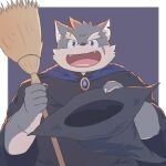  anthro canid canine canis clothing domestic_dog eyebrows fur gaitou420 grey_body grey_fur halloween halloween_costume hat headgear headwear holidays lifewonders looking_at_viewer male mammal moritaka scar smile solo thick_eyebrows tokyo_afterschool_summoners video_games witch_hat 