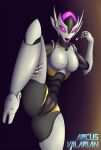  anus arcus_valarian black_body bodily_fluids breasts butt candy dessert featureless_breasts female food genitals hi_res humanoid machine open_mouth open_smile purple_eyes pussy robot robot_humanoid saliva simple_background smile solo thick_thighs tongue tongue_out white_body 