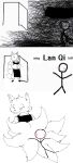  anthro asian_clothing canid canine chinese_clothing clothing door east_asian_clothing eyewear fox head_tuft hi_res looking_back male mammal meme monocle multi_tail relaxing rhonbon smile stick_figure tuft 