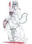  absurd_res anthro blood bodily_fluids bone bovid canid canine canis caprine domestic_dog fox german girly goat gore goth hi_res machete male mammal melee_weapon ragnaroc scary shepherd skull solo thehuntingwolf weapon 