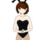  botaro_kubo brown_hair bunny_ear costume highres original playboy_bunny short_hair smile tomboy trang 