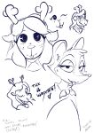  absurd_res anthro bbravaa buckteeth cape capreoline cervid clothing deltarune don_bluth duo female hi_res horn looking_at_viewer mammal monochrome mouse mrs._brisby murid murine noelle_holiday one_eye_closed reindeer rodent sketch_page teeth the_secret_of_nimh undertale_(series) video_games wink 