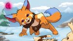  blue_body blue_fur clothing fur gnar_(lol) kakau221 league_of_legends male orange_body orange_fur purple_eyes riot_games snow solo video_games yordle 