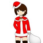  botaro_kubo brown_hair christmas hat meme original red_shirt santa_hat shirt short_hair smile tomboy trang 