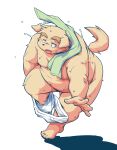  2022 anthro belly big_belly bodily_fluids canid canine canis clothing domestic_dog genitals humanoid_hands kemono male mammal moobs namihira_kousuke overweight overweight_male penis solo sweat takagi_kyou towel trouble_(series) underwear 