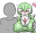  blush breasts duo enigi09 female gardevoir generation_3_pokemon glistening glistening_body green_body holding_breast humanoid male nintendo nipple_outline not_furry pokemon pokemon_(species) red_eyes simple_background smile video_games white_background white_body 