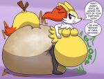 2021 after_vore ambiguous_gender anthro belly big_belly braixen breasts diaper digestion_noises digital_media_(artwork) dominant dominant_female english_text feces female filth fur generation_6_pokemon hi_res inner_ear_fluff mammal messy_diaper nintendo nyxiettenyxstar pokemon pokemon_(species) scat simple_background soiled_diaper soiling solo speech_bubble text tuft video_games vore yellow_body 